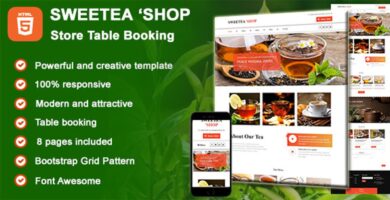 Sweetea Shop – HTML Tea Store Table Booking
