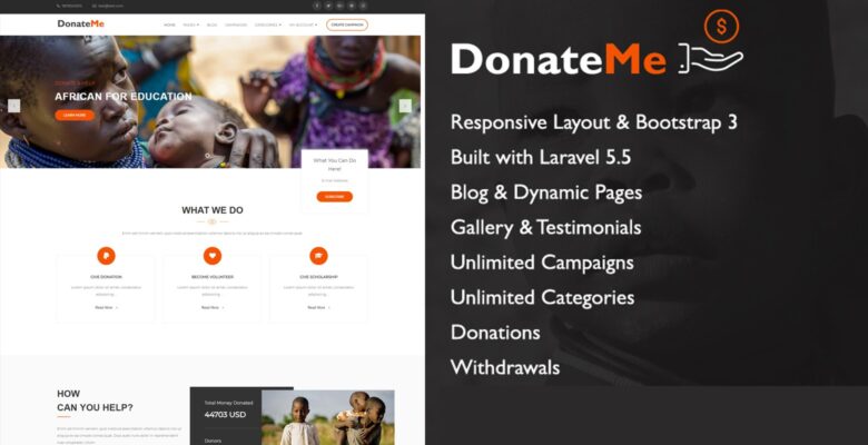 DonateMe – Crowdfunding Laravel Script