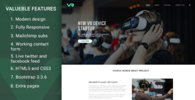 VR Startup – Bootstrap HTML Template