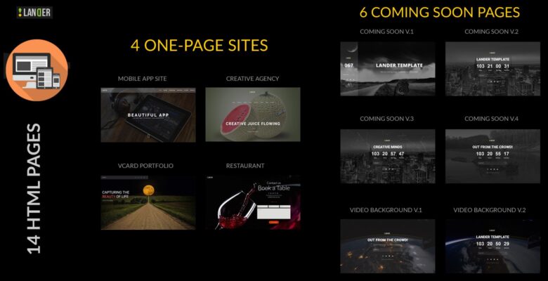 Lander – 4 One Page Sites And 6 Landing Pages