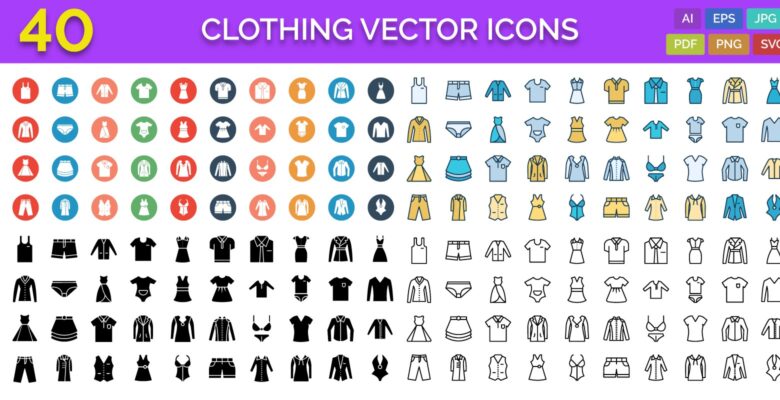 40 Clothing Vector Icons Pack