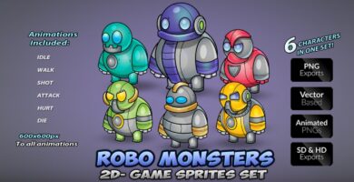 Robo Monsters Game Sprites Set