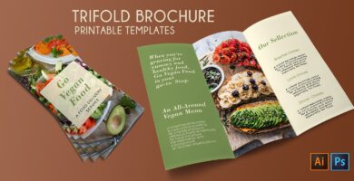 Trifold Vegan Food Brochure – 2 Templates