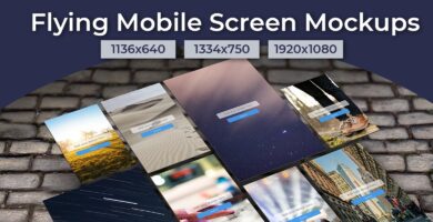 Flying Mobile Screen Mockups