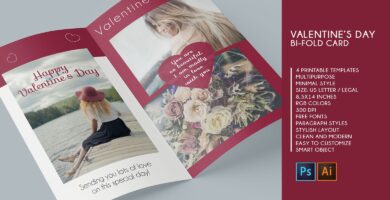 Bifold Valentine Wishes Card – 4 Templates