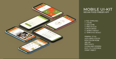 Mobile Vegan Food Finder App – 6  PSD Templates