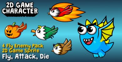 4 Fly Enemy Pack Game Sprite