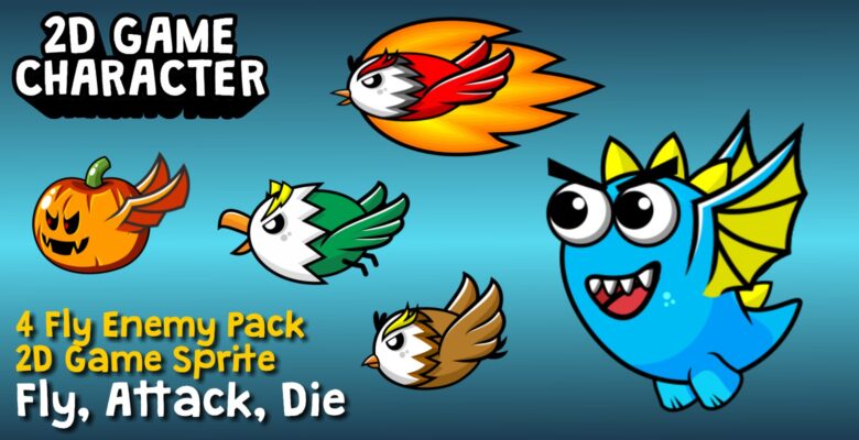 4 Fly Enemy Pack Game Sprite