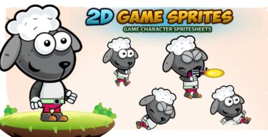 Sheep 2D Game Character Sprites