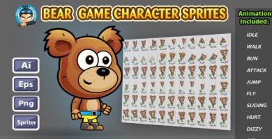 Bear 2D Game Characte Sprites
