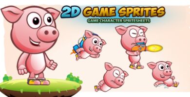Piggy 2D Game Character Sprites