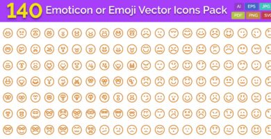 140 Emoticon or Emoji Vector Icons