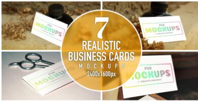 7 Realistic Business Cards Mockups