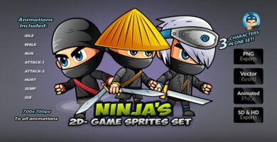 Ninja Game Sprites Set