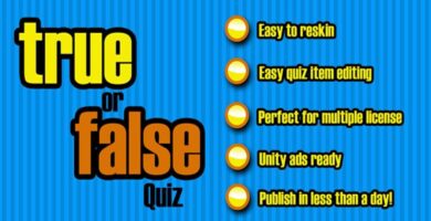 True Or False Quiz – Unity Game Source Code