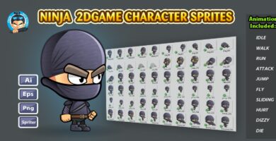 Black Ninja Character Sprites
