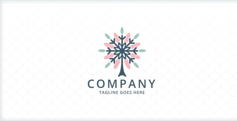 Snowflake Tree Logo Template