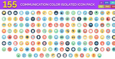 155 Communication Color Isolated Vector icon Pack