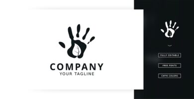 Leaf Hand Logo Template
