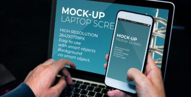 Laptop And Mobile Screen MockUp – PSD Template