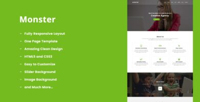 Monster – One Page MultiPurpose HTML5 Template.