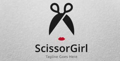 Scissor Girl Logo Template