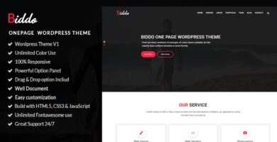 Biddo – One Page Portfolio WordPress Theme