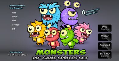 Monster Game Enemies Character Sprites