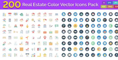 200 Real Estate Color Vector Icons Pack