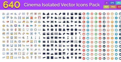 640 Cinema Isolated Vector Icons Pack
