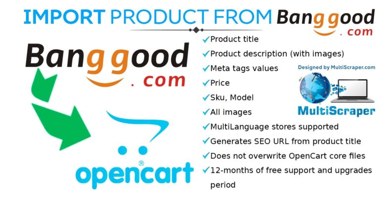 Import product from Banggood – OpenCart Extension