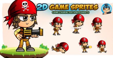 Pirate Boy 2D Game Character Sprites