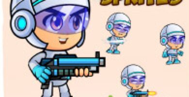 Space boy X001 2D Game Character Sprites
