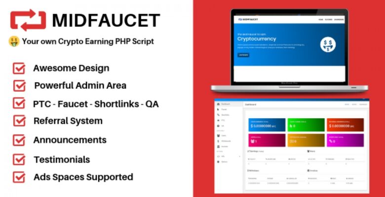 MidFaucet – Crypto Earning Faucet PHP Script