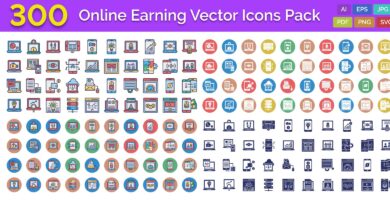 300 Online Earning Vector Icons Pack