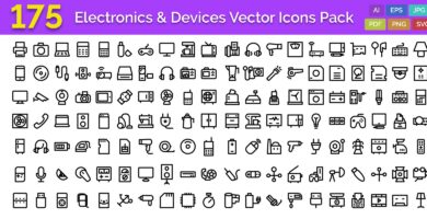 175 Electronics and Devices Vector Icons Pack