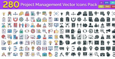 280 Project Management Isolated Vector Icons Pack
