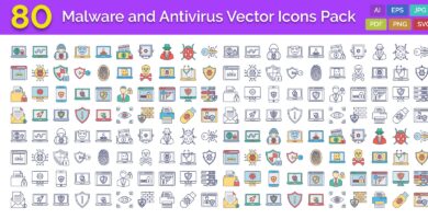 Malware And Antivirus Vector Icons Pack
