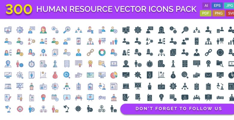 300 Human Resource Vector Icons Pack