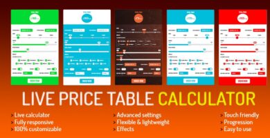 Live Price Table Calculator jQuery