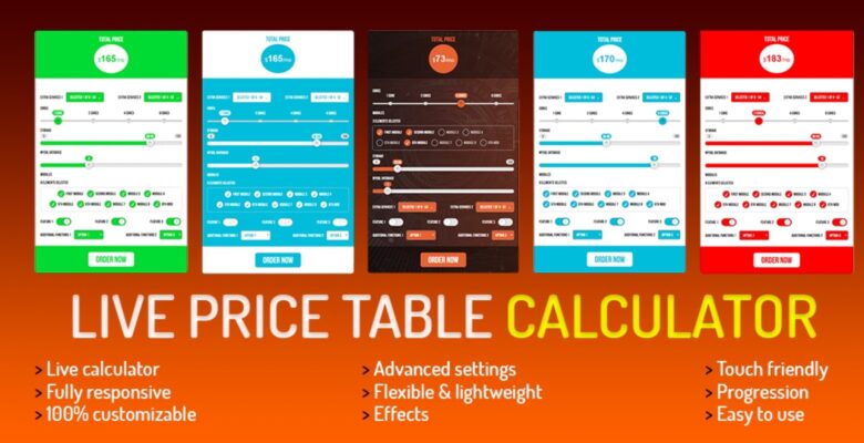 Live Price Table Calculator jQuery