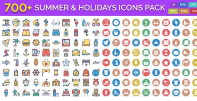 700 Summer And Holidays Vector Icons Pack