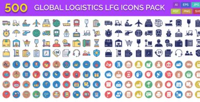 500 Global Logistics Line Fill Glyph Icons Pack