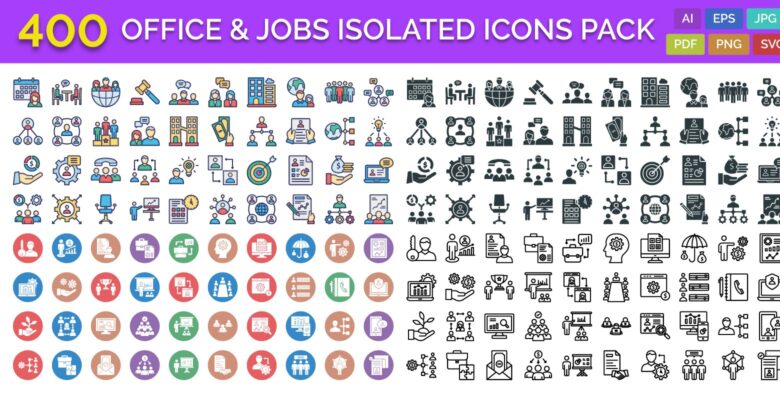 400 Office And Jobs Isolated Vector Icons Pack