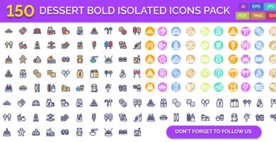 150 Dessert Bold Isolated Vector Icons Pack