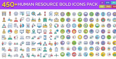 450 Human Resource Bold Outline Vector Icons Pack