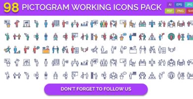 98 Pictogram Working Vector Icons Pack