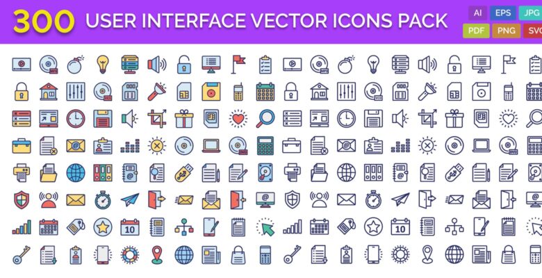 300 User Interface Vector Icons Pack