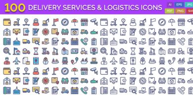 100 Delivery Services And Logistics Icons Pack
