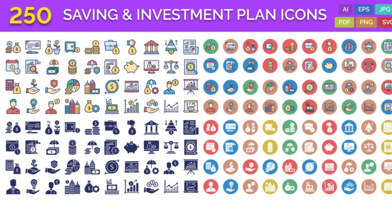 250 Saving And Investment Plan Vector Icons Pack